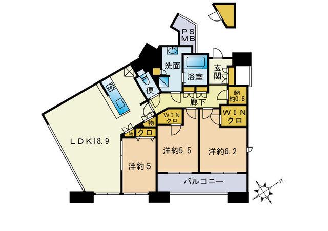 センターマークスタワー(3LDK/26階)の間取り写真