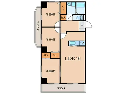 ヴェルフェリーク金池I(3LDK/3階)の間取り写真