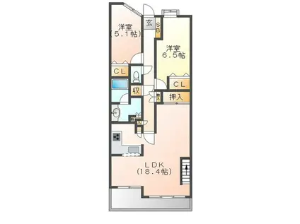 ファミール四日市(2LDK/14階)の間取り写真
