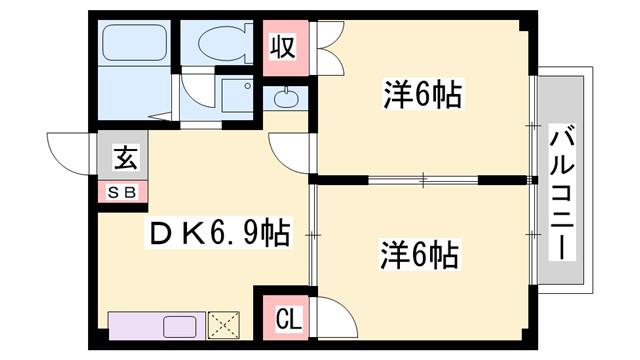 エルガーデンII(2DK/2階)の間取り写真