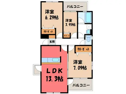 花水木の里A棟(3LDK/2階)の間取り写真