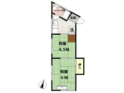 第2初音荘(2K/2階)の間取り写真