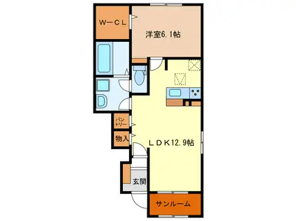 近鉄名古屋線 津駅 徒歩14分 2階建 築4年(1LDK/1階)の間取り写真