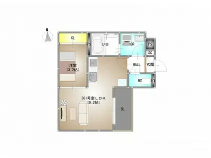 REGALEST TSUBAKI(1LDK/3階)の間取り写真