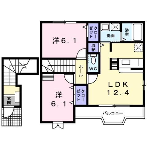 アルモニー I(2LDK/2階)の間取り写真