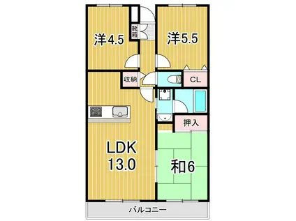 ダイアパレスときわ平(3LDK/1階)の間取り写真