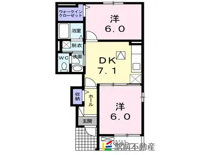 ラシーヌ ITO B(2DK/1階)の間取り写真