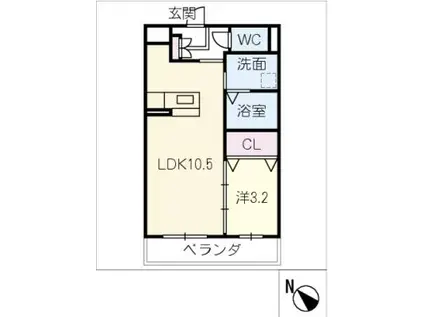 久居野村町マンション(1LDK/1階)の間取り写真