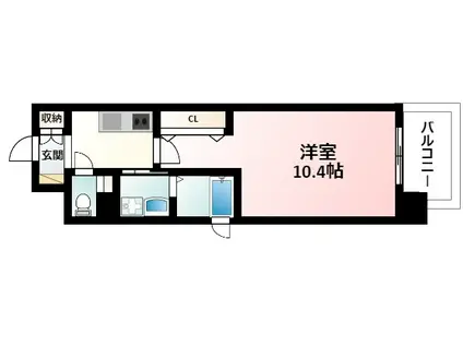 ALIVIO(1K/2階)の間取り写真