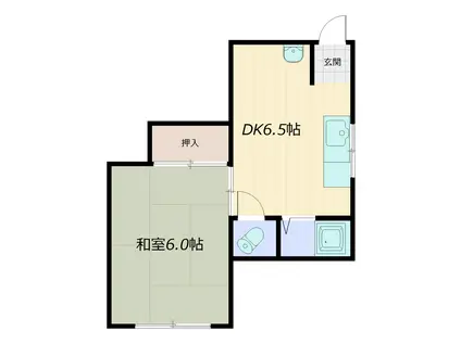 シャトー松本(1DK/1階)の間取り写真