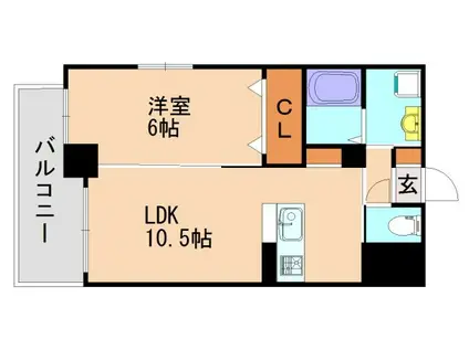 プランドール志免(1LDK/6階)の間取り写真