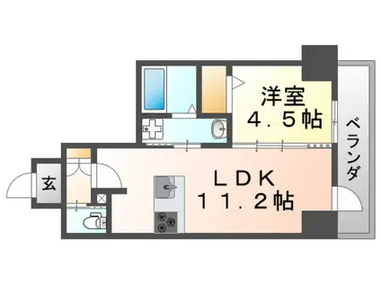 S-RESIDENCE江坂LIBLE(1LDK/2階)の間取り写真