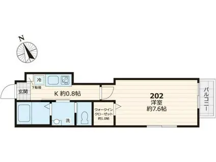 グランツ(1K/2階)の間取り写真