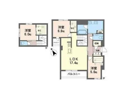 SHMプリミエール鳥飼八幡宮(3LDK/1階)の間取り写真