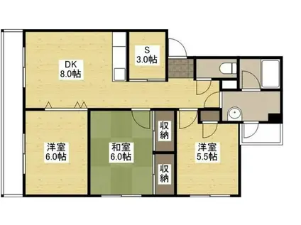 大地マンション(3SDK/1階)の間取り写真