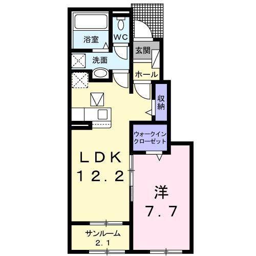 ハーモニー ツー(1LDK/1階)の間取り写真