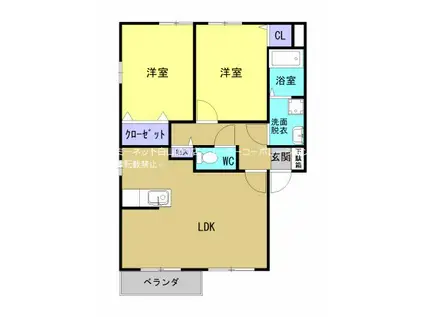 サンライズIII(2LDK/1階)の間取り写真