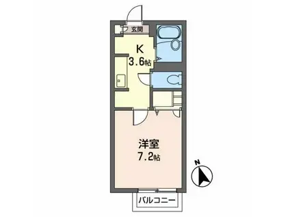 シャーメゾン国見(1K/2階)の間取り写真