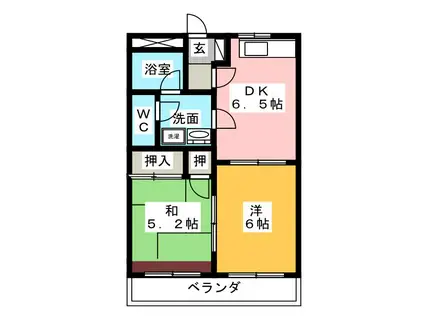 ダンサプリメーロ(2DK/2階)の間取り写真