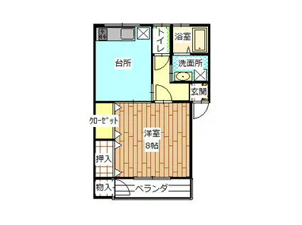 フジハイツ(1DK/2階)の間取り写真