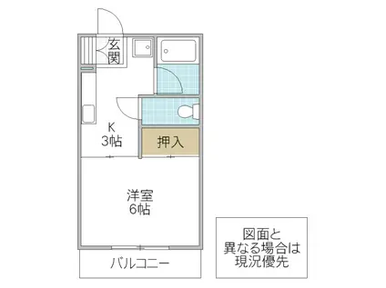 ロッジング金沢A(1K/2階)の間取り写真