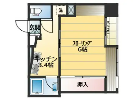 新潟マンション(1K/6階)の間取り写真