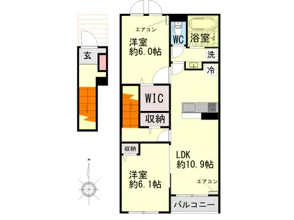 カーサ ノア I(2LDK/2階)の間取り写真