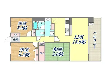 尼崎D.Cグランスクエアノース棟(3LDK/10階)の間取り写真