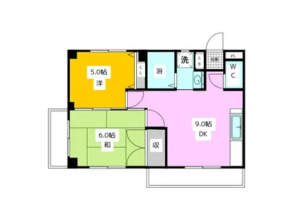 グランデール椚田(2DK/3階)の間取り写真