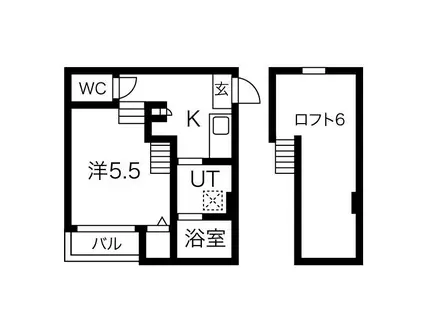 アークルミエール(1K/2階)の間取り写真