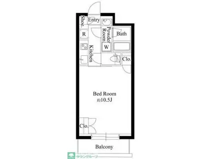 グランパセオ代々木上原II(1K/2階)の間取り写真