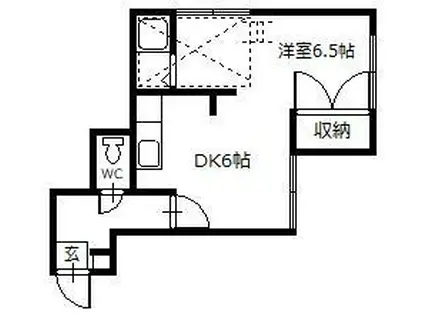 イヴィーサAB棟(1DK/2階)の間取り写真