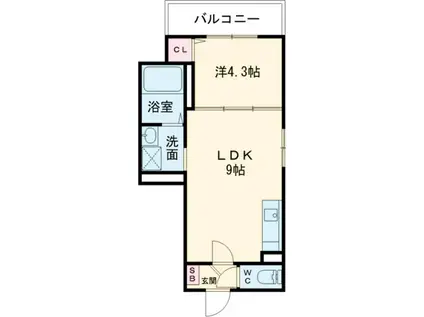 LIX 神戸湊川(1LDK/1階)の間取り写真