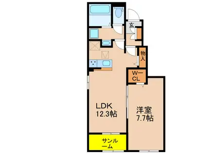 シュペールコートI(1LDK/1階)の間取り写真