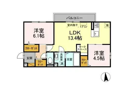 イースト・ヴィラ I(2LDK/2階)の間取り写真