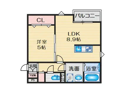 BELAIR TOYOTSU(1LDK/2階)の間取り写真