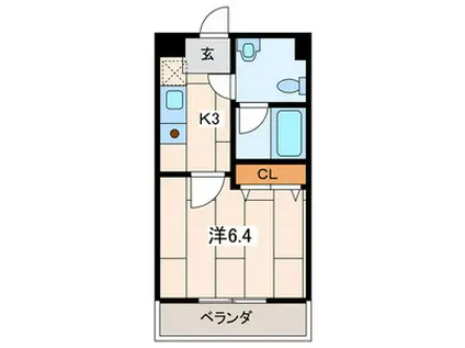 ヴァンヴェール1(1K/2階)の間取り写真
