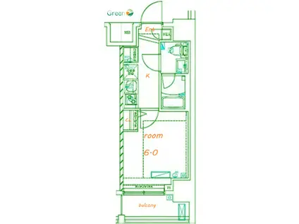 ジェノヴィア平塚IV(1K/10階)の間取り写真