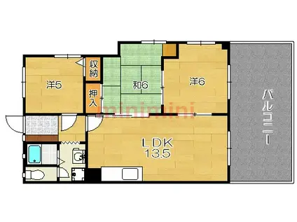 第一萩谷マンション(3LDK/2階)の間取り写真