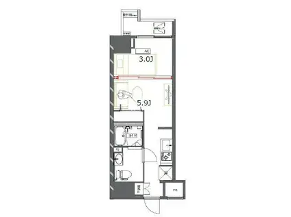 GENOVIA 東神田 GREEN VEIL(1DK/6階)の間取り写真