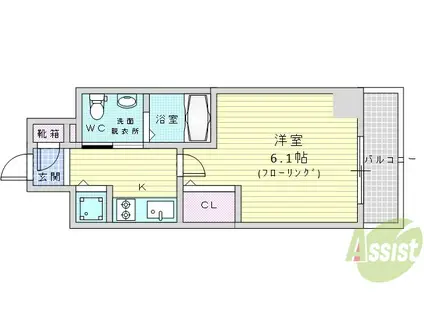 エスリード江坂江の木町(1K/5階)の間取り写真