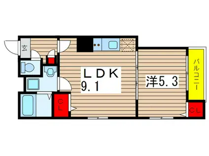 RELACHE新宿(1LDK/2階)の間取り写真