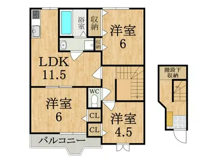 ソレイユ・ドゥ(3LDK/2階)の間取り写真