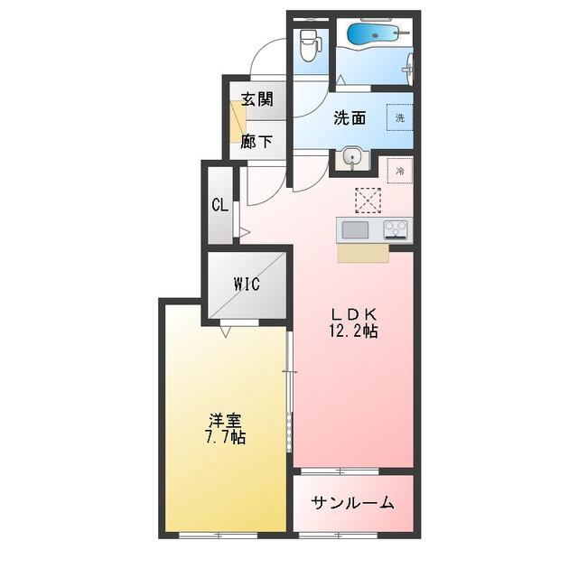 ロイヤルホープ(1LDK/1階)の間取り写真
