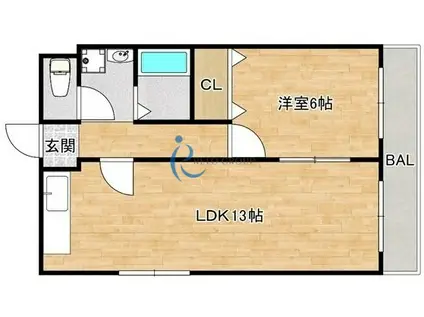 グレース加美(1LDK/4階)の間取り写真