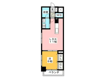 エス・ライズ十日市場(1LDK/5階)の間取り写真
