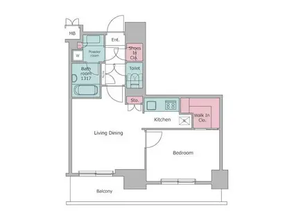 レジディア三軒茶屋(1LDK/4階)の間取り写真