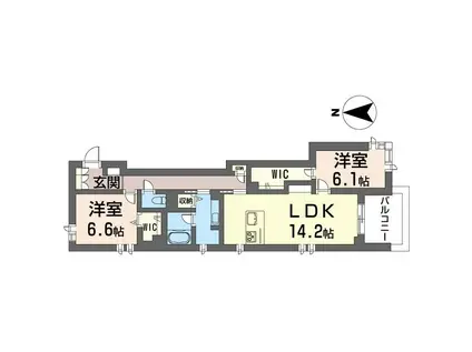 センターレジデンス グランデ(2LDK/1階)の間取り写真