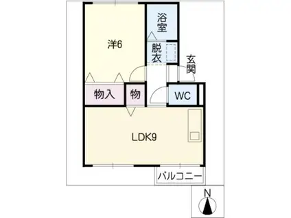 サンハイム(1LDK/2階)の間取り写真