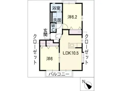 パルト 白子(2LDK/1階)の間取り写真